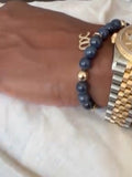Blue Sapphire With Diamonds and 14k Gold Balls
