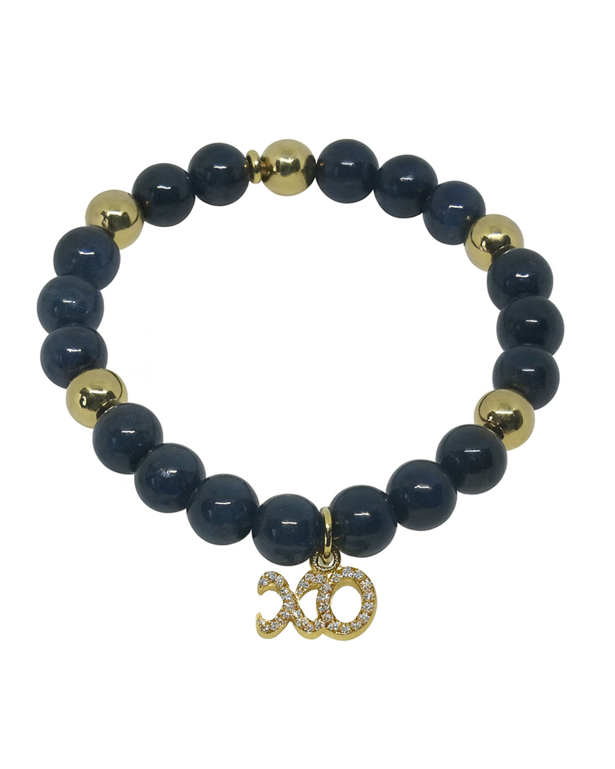 Blue Sapphire With Diamonds and 14k Gold Balls